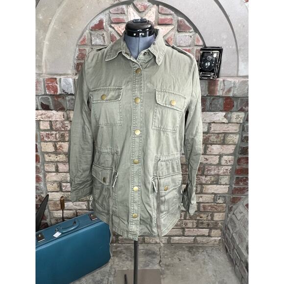 Blu Pepper shacket green khaki yellow knit aztec pattern sweater back - Picture 3 of 10